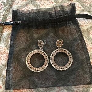 Express Silver Textured Hoop Earrings